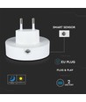 V-Tac Natlampe med USB - Automatisk tænding ved mørke, 0,45W, Rund, 3000K, Samsung Chip