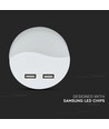 0,45W LED natlys - EU stik, med USB, Samsung chip, 4000K, rund