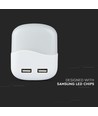 V-tac Natlampe med USB - Automatisk tænding ved mørke, Samsung chip, 0,45W, 3000K, firkantet