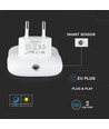 V-tac Natlampe med USB - Automatisk tænding ved mørke, Samsung chip, 0,45W, 3000K, firkantet