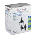 V-Tac sort væglampe m. sensor - IP44 udendørs, E27 fatning, uden lyskilde