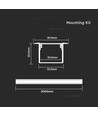 2m Alu profil til LED strips, indbygning - 30x20 mm, inkl. mælkehvidt cover