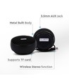 Transportabel Bluetooth højttaler, 2x3W - Sort, TWS, indbygget mikrofon, AUX, TF kort, RGB lys