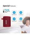 5W bærbar Bluetooth højtaler, Rød - TWS funktion, 1500mAh batteri, inkl. Micro USB kabel