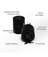 5W transportabel Bluetooth højttaler - Sort, 1500mAh batteri, TWS, indbygget mikrofon, TF-kort, DC 5V