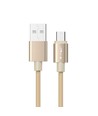 MicroUSB 1m stofkabel - Guld, microUSB til USB-A