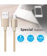 1M Micro USB Fletnylonkabel - Guld (Platinum Serie)