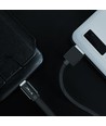 MicroUSB kabel 1m sort - Bomuldsstof, MicroUSB til USB-A