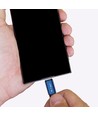 1m Micro USB kabel, 2.4A - Blå, Ruby Series, bomuldsflet, hurtig opladning