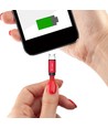 MicroUSB kabel 1m rød - Bomuldsstof, MicroUSB til USB-A