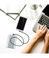 1m Micro USB kabel L-Type, 2.4A - Black Diamond Series, sort, vævet bomuld