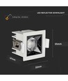 4W kvadratisk LED indbygningsspot, Samsung chip, RA90 - 5700K, 12 grader, hul: 45x45mm