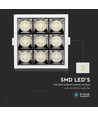 36W kvadratisk LED indbygningspanel med Samsung chip - 2880lm, RA90, 12°, hul: 120x120mm, 5700K