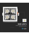 16W kvadratisk LED indbygningsspot - Samsung LED chip, 38°, hvid kant, kold hvid
