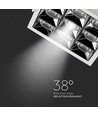 36W Firkantet LED indbygningspanel, Samsung chip - RA90, 2880lm, Hul: 120x120mm, 38 grader