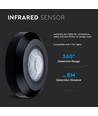 360° PIR infrarød loftsensor - Sort, påbygning, max 200W LED, IP20, rækkevidde 8m
