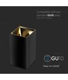 GU10 kvadratisk påbygningsspot - Sort/Guld, aluminium, IP20, 7,4 x 7,4 x 14cm