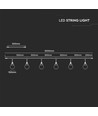 3m LED lyskæde med 6 pærer - Ø15cm pærer, E27 fatning, IP65 udendørs, mat sort, kan sammenkobles