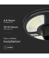 10W Solcelle havelampe med sensor, rund - IP65, 1500-2500lm, kold hvid, inkl. fjernbetjening og batteri