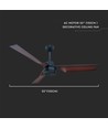 Loftventilator 65W - bronze med RF-kontrol, 3 brune blad, AC motor (52 tommer)