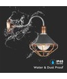 E27 vintage lanterne væglampe - IP65, rose gold, ABS+metal, glas, uden lyskilde
