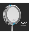 3W LED kosmetikspejl med lys - 7 tommer, 1X og 3X forstørrelse, 360° rotation, batteridrevet, krom finish