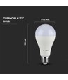 E27 17W dæmpbar LED pære - A65, Samsung LED chip, 1521lm, 6400K, hvid plast