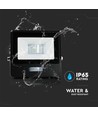 10W Projektør - PIR Sensor, Samsung Chip, 6500K, Sort Hus