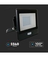 30W LED projektør med sensor - Samsung LED chip, IP65, sort, slim, udendørs