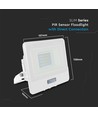20W LED projektør med sensor, Samsung LED chip - IP65, hvid, kold hvid, udendørs, bevægelsessensor