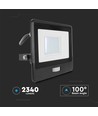 30W LED projektør med PIR sensor - Samsung LED chip, IP65, sort, 1m kabel, udendørs