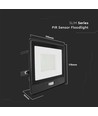 PIR sensor projektør 50W - Samsung chip, 1m kabel, 6500K, sort hus