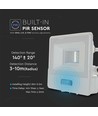 10W Projektør - PIR Sensor, Samsung Chip, 1m Kabel, 4000K, Hvid Hus