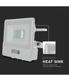 10W Projektør - PIR Sensor, Samsung Chip, 1m Kabel, 4000K, Hvid Hus