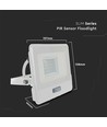 V-TAC projektør 20W PIR sensor Samsung chip, 1m kabel, 3000K, hvid hus