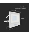 30W projektør PIR sensor Samsung chip 1m kabel 6500K hvid hus
