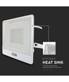 50W projektør - PIR Sensor, Samsung Chip, 1m Kabel, 4000K, Hvid hus