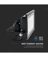 30W LED projektør, Samsung LED chip - IP65, kold hvid, sort, indbygget samleboks, udendørs