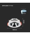 GU10-lampe, rund, hvid ramme, krom reflektor