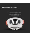 GU10-lampe, rund, hvid ramme, krom reflektor