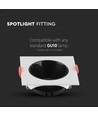 GU10 lampe - firkantet hvid ramme, sort reflektor