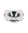 GU10 - lampe, kvadratisk, hvid ramme+krom reflektor