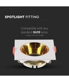 GU10 lampe - firkantet hvid ramme, guld reflektor