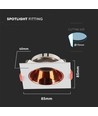 GU10 - lampe, firkantet, hvid ramme, rose guld reflektor