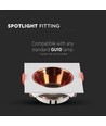 GU10 - lampe, firkantet, hvid ramme, rose guld reflektor