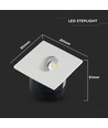 3W Trinlys LED - 4000K, firkantet