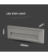 3W rektangulær LED trappespots - IP65, grå, 3000K, til indbygning i væg