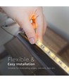 10m 8W/m stænktæt LED strip - 24V, IP65, 120 LED pr. meter, 3000K, inkl. DC stik