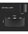 5W LED væglampe, IP65 - Sort, 630lm, varm hvid, op/ned lys, udendørs/indendørs