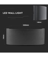 7W LED væglampe, sort - IP65, 3000K, dobbelt lysstråle, udendørs
